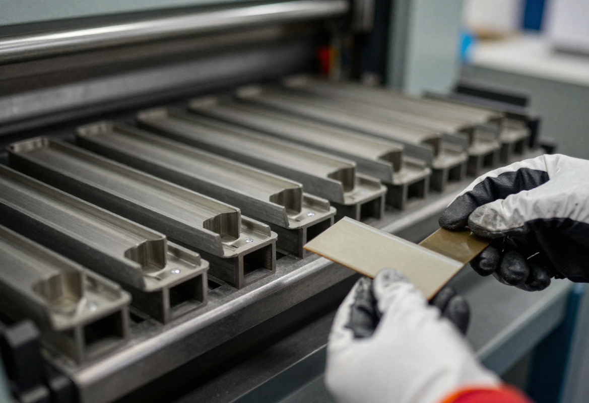 Extrusion produces continuous profiles with uniform cross‑sections by forcing material through a shaped die. Aluminum extrusion is used for structural rails, heatsink fins and architectural trims. Rubber and silicone extrusion produce flexible seals, gaskets and profiles with complex cross‑sections for environmental protection and mechanical interfaces. We provide design, die development, trial runs and full production — including co‑extrusion where rigid and flexible materials are combined in a single profile.